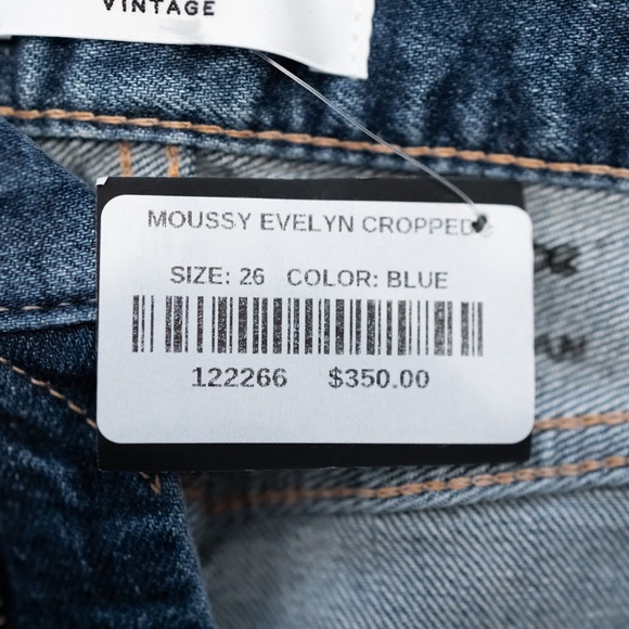 NEW Moussy Vintage Evelyn Straight High Wide Crop Frayed Jeans Blue Size 26 NWT - Picture 6 of 16